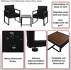 Poly-Rattan Garnitur HWC-P74, Lounge-Set Garten 2x Stuhl Tisch, Akazie Holz Stoff 180g/m² ~ schwarz, Polster grau Bild 2