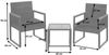 Poly-Rattan Garnitur HWC-P74, Lounge-Set Garten 2x Stuhl Tisch, Akazie Holz Stoff 180g/m² ~ schwarz, Polster grau Bild 3