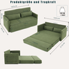 Klappsofa aus Cordstoff, 2-in-1 Sofabett mit Magazintaschen, 165x92x82 cm, Grün Bild 5