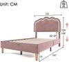 Merax Polsterbett LED 90 x 190cm, Verstellbares Kopfteil, Gepolstertes bett in Rosa Samt Bild 4