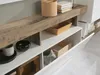 Vente-unique - TV-Möbel mit 1 Tür & 4 Ablagen - Weiß lackiert & Eichefarben - SEFRO Bild 5
