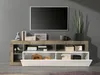 Vente-unique - TV-Möbel mit 1 Tür & 4 Ablagen - Weiß lackiert & Eichefarben - SEFRO Bild 2