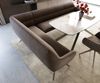 Esszimmerbank Taya-Flex 285x190 cm Strukturstoff Soft Taupe Kreuzgestell kantig Effektfinish Titan Taschenfederkern Rechts Bild 4