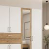 Drehtürenschrank Kleiderschrank 270cm Schubkästen Spiegel Weiß und Eiche Dekor Bild 4