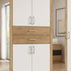Drehtürenschrank Kleiderschrank 270cm Schubkästen Spiegel Weiß und Eiche Dekor Bild 3