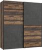 Forte 'Dederik' Schwebetürenschrank, Kleiderschrank, in Old Used Wood Shabby, 2-türig, 170x191 cm Bild 3