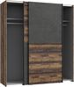 Forte 'Dederik' Schwebetürenschrank, Kleiderschrank, in Old Used Wood Shabby, 2-türig, 170x191 cm Bild 5