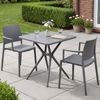 CLP Gartenmöbel-Set wetterfest Pula Sitzgruppe mit 2 Stapelstühlen und Bistrotisch,dunkelgrau Bild 3