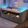 Polsterbett 90x200 cm mit hydraulischem Stauraum und LED-Beleuchtung, ohne Matratze, Grau Bild 2