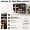 Wandregal HWC-Q79, Hängeregal Regal Schweberegal Schubladen Staufächer Schiebetür, Vintage Shabby Holz Metall 52 x 67 x 22 cm Bild 2