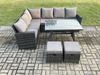 Fimous Gartenlounge Set Rattan Ecksofa Set mit 2 kleine Fußhockern Dunkelgrau gemischt Bild 2