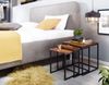 Satztisch 3er Set Sheesham Massivholz Metall Modern Design Couchtisch Platzsparend Bild 5