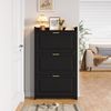 Schuhschrank 70 x 24 x 120 cm mit 6 Fächern und Klapptüren – Schuhregal aus MDF und Spanplatte in Schwarz Bild 3