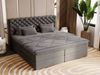 GRAINGOLD Bergamo Bett 140x200, Boxspringbett mit Bettkasten und Lattenrost, Velour-Stoff, Dunkelgrau Bild 3