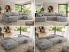 U-förmige Ecke, Ecksofa mit schlaffunktion und bettkasten, lose kissen, Wellenfeder, Big sofa XXL - CUBO U - Hellgrau Velours Bild 2