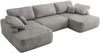 U-förmige Ecke, Ecksofa mit schlaffunktion und bettkasten, lose kissen, Wellenfeder, Big sofa XXL - CUBO U - Hellgrau Velours Bild 5
