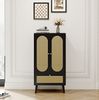 Sideboard, 60x40x110,5 cm, schwarzes Sideboard mit Rattanfronten, 2 Türen & 1 Schublade Bild 4
