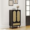 Sideboard, 60x40x110,5 cm, schwarzes Sideboard mit Rattanfronten, 2 Türen & 1 Schublade Bild 3