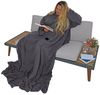 Ärmeldecke Kuscheldecke XXL TV-Decke Wohndecke und Fuß- + Handytasche Graphit Bild 2