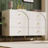 Merax Sideboard, Kommode mit 6 Schubladen, Weiß Sideboard Highboard, Creme-Weiß -H85/B120/T40 cm Bild 4