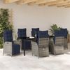 vidaXL Garten Essgruppe mit Kissen 7 pcs Grau und Schwarz Rattan 3380587 Bild 4