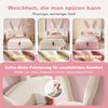 Polsterbett 90x190 cm mit Hasenohren-Kopfteil, Kinderbett mit Hydraulischem Stauraum & Nachttisch, Samt Softbett, Beige (Ohne Matratze) Bild 4