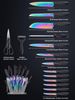 Messerblock 16 TLG Messer Set Regenbogen Titanbeschichtung Acrylhalter Edelstahl Bild 2