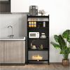 COSTWAY Hochschrank 5-stufig Küchenregal mit aufklappbaren PC-Türen & Rollen Bild 2