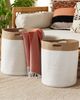 Textilkorb Baumwolle weiß beige 2er Set KARDH Bild 3