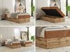 Boxspringbett, Einzelbett WOOD ZERO 90 x 200 cm, Hotelbett ohne Kopfteil, Bett mit Stauraum, 7-Zonen Multipocket-Matratze - Orange Cordstoff - H3 - Topper Visco Bild 2