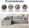 Leawin Sofa Sofas Wohnzimmer, modulares Sofa L-Form aus Cord, 3-Sitzer, modular, bequem und platzsparend für kleine Räume Bild 4