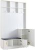Merax Garderoben-Set H200/B120/T40 cm, mit Bank und Schuhablage, multifunktionale Aufbewahrungsbank mit 3 hängenden Haken & offenem Stauraum, rechteckige Aufbewahrung & Regale, Weiß Bild 3
