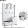 Merax Garderoben-Set H200/B120/T40 cm, mit Bank und Schuhablage, multifunktionale Aufbewahrungsbank mit 3 hängenden Haken & offenem Stauraum, rechteckige Aufbewahrung & Regale, Weiß Bild 4