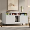 Sideboard 120x50x66 cm, Katzenklo-Schrank mit Doppeltüren, Fangmatte und offenen Fächern, Weiß Bild 3