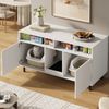 Sideboard 120x50x66 cm, Katzenklo-Schrank mit Doppeltüren, Fangmatte und offenen Fächern, Weiß Bild 4