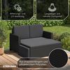 STEELSØN 'Elnath' Polyrattan Gartensofa 2er-Sitzer mit Hocker, klappbar, schwarz/anthrazit, wetterfest, Sonnenlounge inkl. Kissen Bild 3