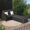 STEELSØN 'Elnath' Polyrattan Gartensofa 2er-Sitzer mit Hocker, klappbar, schwarz/anthrazit, wetterfest, Sonnenlounge inkl. Kissen Bild 2