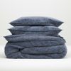 2 Stück Zo! Home Cotton Kissenbezüge 40x80 Lino Urban blue dunkelblau meliert uni Bild 5