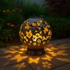 3x LED Solarleuchte, Kugel-Design, Schmetterling Blumen schwarz Bild 4