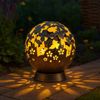 3x LED Solarleuchte, Kugel-Design, Schmetterling Blumen schwarz Bild 2
