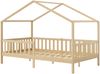 Bellabino 'Bia' Hausbett 120x200 cm mit Matratze, natur, Kiefer Massivholz, Montessori Kinderbett mit Rausfallschutz und Lattenrost Bild 2