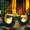 LED Solarlampe, Halbmond, schwarz gold, Glaskugel, H 30,5 cm Bild 3