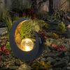 LED Solarlampe, Halbmond, schwarz gold, Glaskugel, H 30,5 cm Bild 4