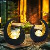 LED Solarlampe, Halbmond, schwarz gold, Glaskugel, H 30,5 cm Bild 3