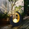 LED Solarlampe, Halbmond, schwarz gold, Glaskugel, H 30,5 cm Bild 4