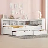 Holzbett mit Schubladen, Lattenrost und Regal, 90x200 cm, Einzelbett mit USB Anschlüssen und Steckdosen, Stauraumbett, Jugendbett Bild 3