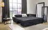 Ecksofa Schwenkfunktion Doppelbett Schlafcouch Bettkasten Cordbezug in Schwarz Bild 5