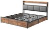 Furnishings Home Polsterbett Holzbett Stauraumbett, Mit LED-Licht und 4 Schubladen (Set, Bettgestell (Ohne Matratze), Mit Stauraum, LED-Beleuchtung, Lattenrost, 140x200 cm Bild 2