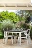 Dmora Gartentisch Nanaimo, Picknickbasis, Garten-Esstisch, Mehrzweck-Außenbank, 160x90 h74 cm, Weiß und Dunkelgrau Bild 4