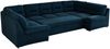 Mks Möbel 'Morbido U' Wohnlandschaft mit Schlaffunktion und Topper, 340 x 206 x 93 cm, Dunkelblau, Velours Bild 5
